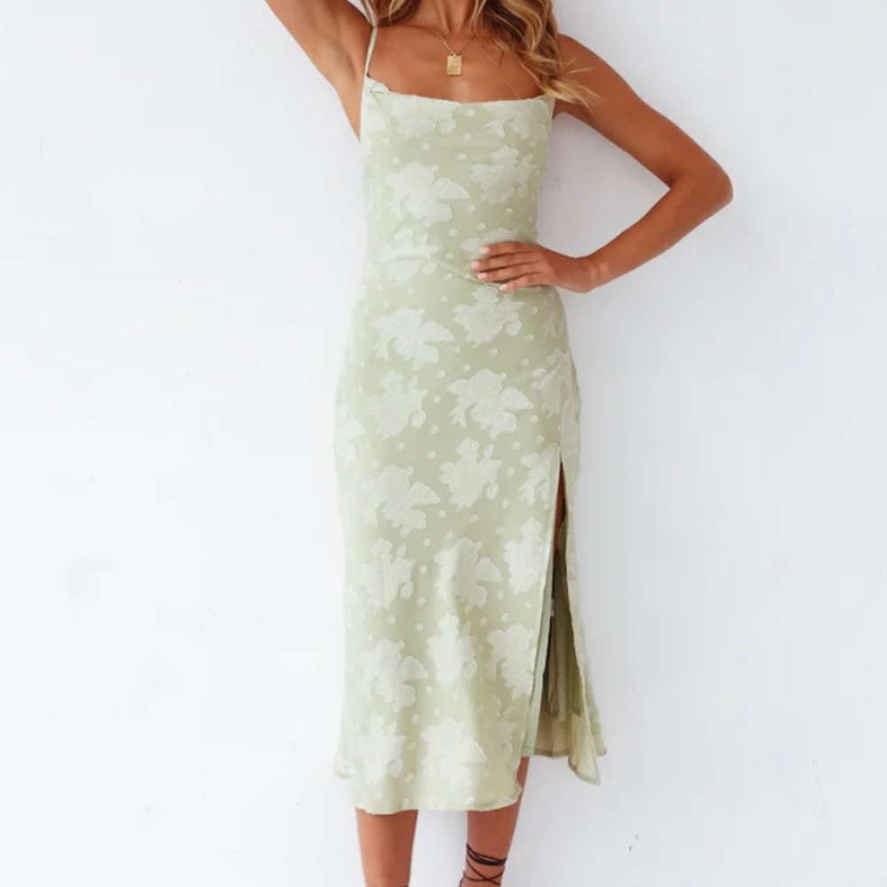 Green Silk Midi Dress